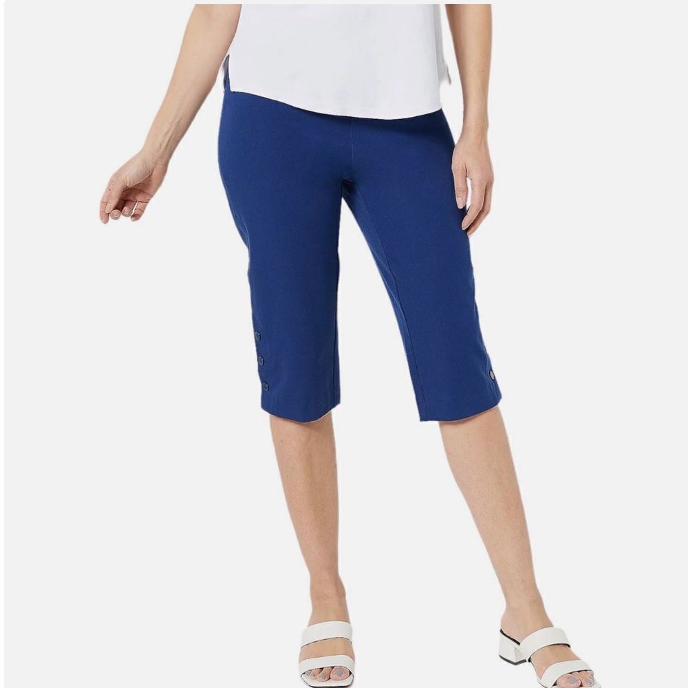Women's Isaac Mizrahi stretch Slim Pedel Pusher Blue Pants Sz 22 New